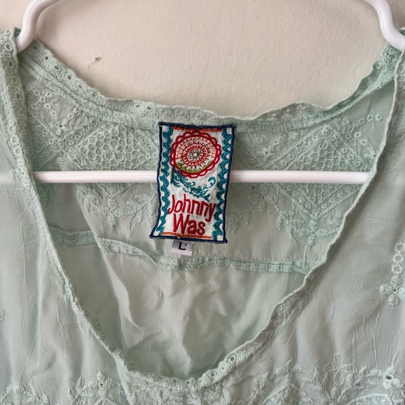 Johnny Was Mint Green Embroidered Top - Picture 2 of 5